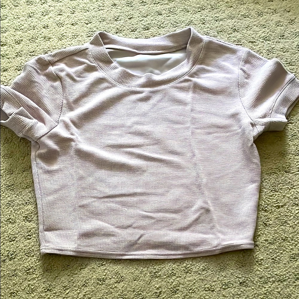 ALO Light Pink Ribbed Crop Top